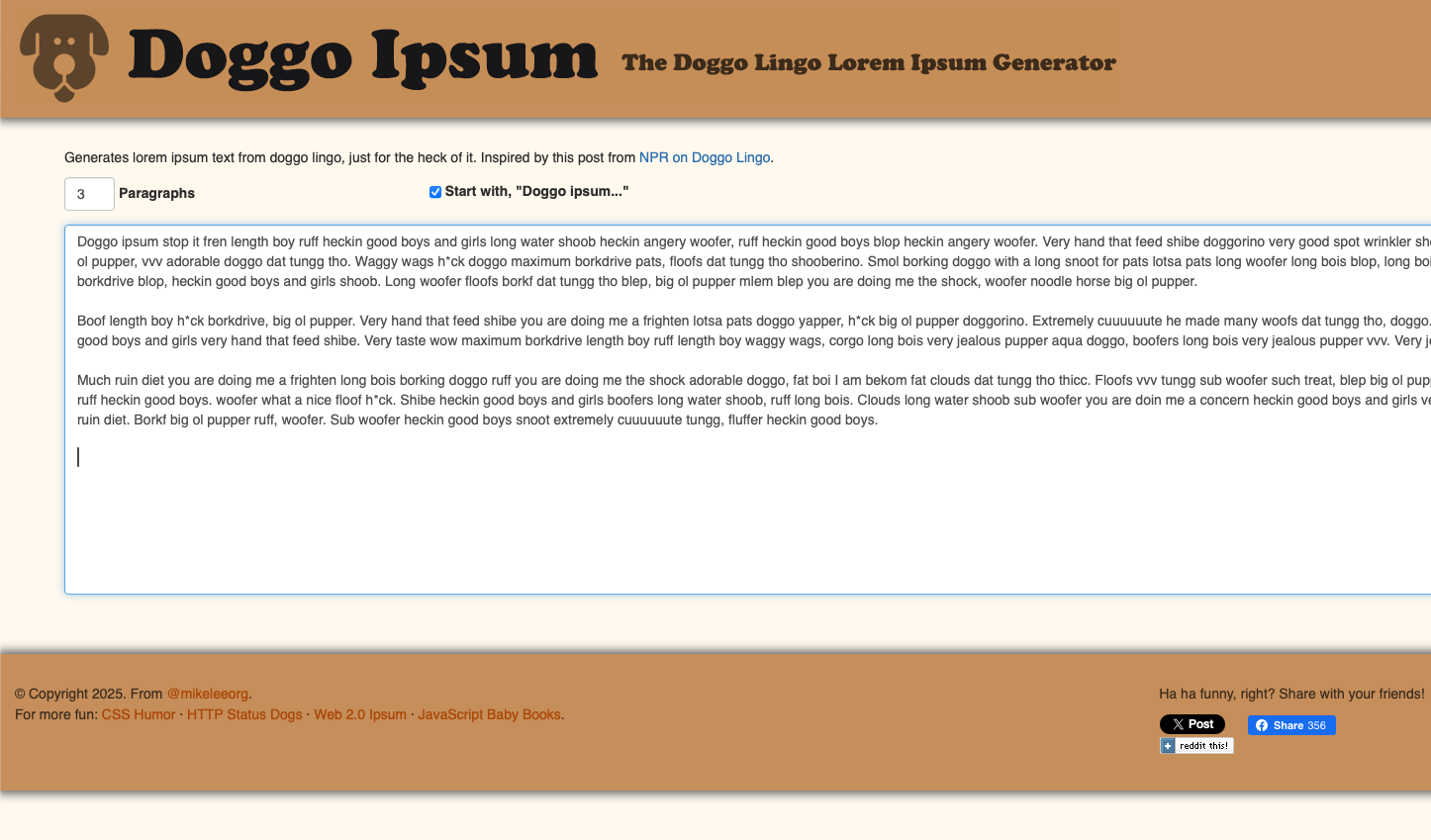 Doggo Ipsum Screenshot